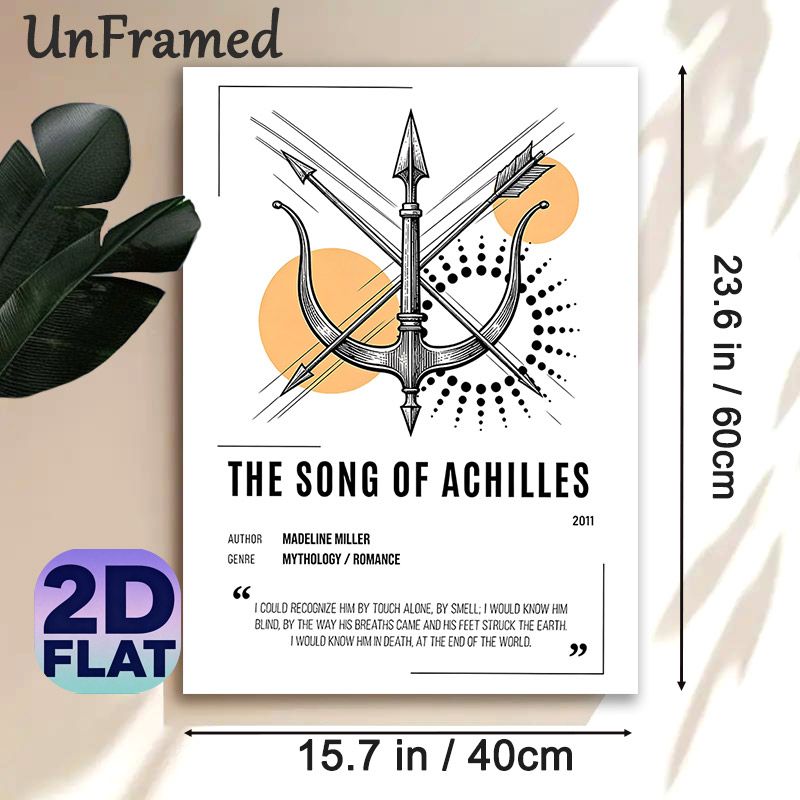 The Song Of Achilles Mythological Weapon Painting Poster, Minimalist Line Art Style Poster, Inspirational Literary Quote Design Ideal For Home Study_maomaolike.com