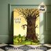 Stick Man Themed Painting Poster, Whimsical Cartoon Style Poster, Playful Stick Figures Around A Large Tree, Charming Lively Decor Ideal For Living_maomaolike.com