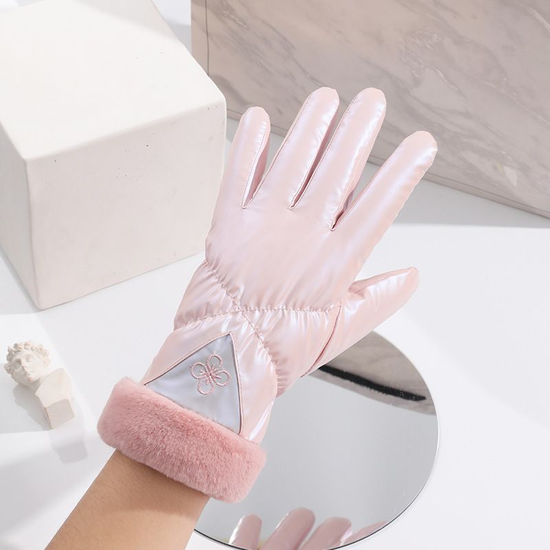 Pearl Series Winter Warm Ladies Gloves Winter Windproof Girls Outdoor Cycling Driving Plus Fleece Thick Touch Screen_maomaolike.com