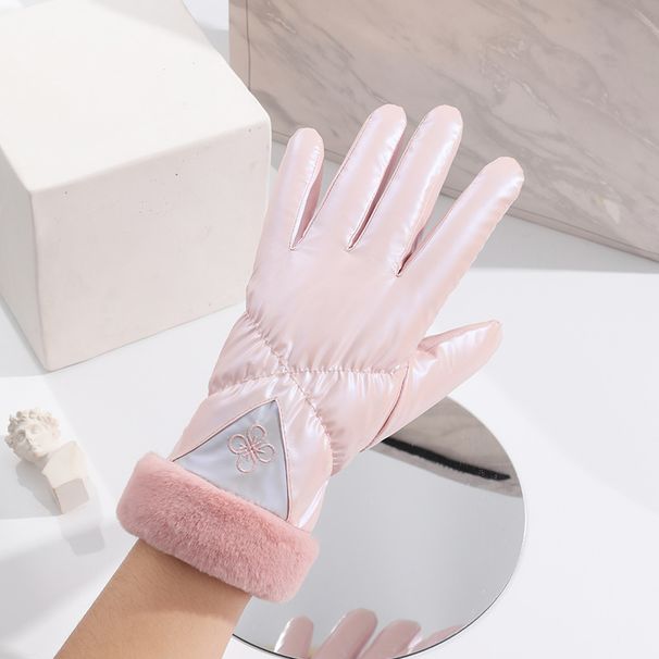 Pearl Series Winter Warm Ladies Gloves Winter Windproof Girls Outdoor Cycling Driving Plus Fleece Thick Touch Screen_maomaolike.com