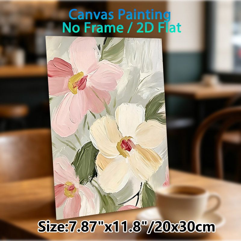 Floral Themed Painting Poster, Pastel-toned Textured Impasto Flower Poster, Delicate Artistic Decor Suitable For Living Room, Bedroom_maomaolike.com