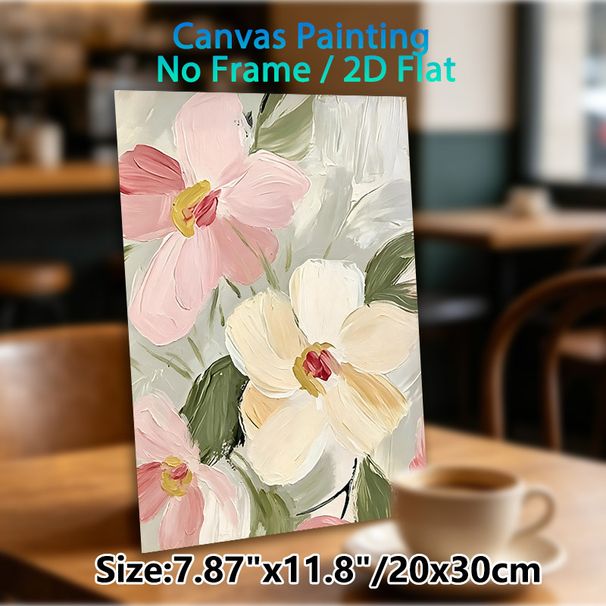 Floral Themed Painting Poster, Pastel-toned Textured Impasto Flower Poster, Delicate Artistic Decor Suitable For Living Room, Bedroom_maomaolike.com