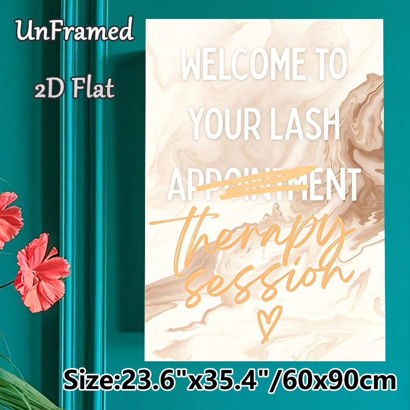Lash Therapy Session Themed Painting Poster, Warm-toned Marble Style Poster, Friendly Welcoming Decor Ideal For Beauty Salon And Lash Studio_maomaolike.com