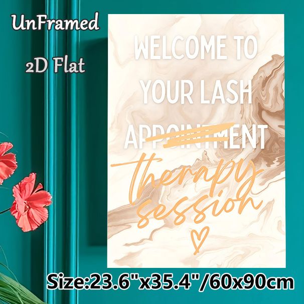 Lash Therapy Session Themed Painting Poster, Warm-toned Marble Style Poster, Friendly Welcoming Decor Ideal For Beauty Salon And Lash Studio_maomaolike.com