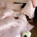 New Chinese Style Four-Piece Set Red Bed Sheet Butterfly Embroidery Cover Celebration Wedding Room Double Happiness Quilt Bedding_maomaolike.com