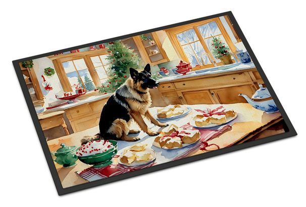 German Shepherd Christmas Cookies Doormat Front Door Mat Indoor Outdoor Rugs For Entryway, Non Slip Washable Low Pile, 24H X 36W_maomaolike.com