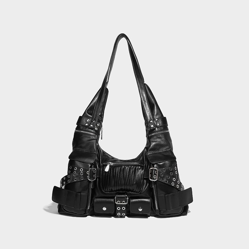 Studded Underarm 2026 New Fashionable Versatile Dark Style Multi-pocket Knotted Strap Single Shoulder Crossbody Bag_maomaolike.com