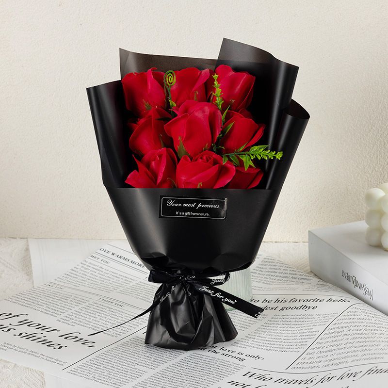 Christmas Festival Gift 9 Roses Soap Flower Bouquet – Christmas Valentine's Day Gift (Scented & Everlasting)_maomaolike.com