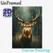 Deer Themed Painting Poster, Vintage Textured Realistic Stag Portrait Poster, Brings Rustic Natural Ambiance, Ideal For Living Room, Study And Hallway_maomaolike.com