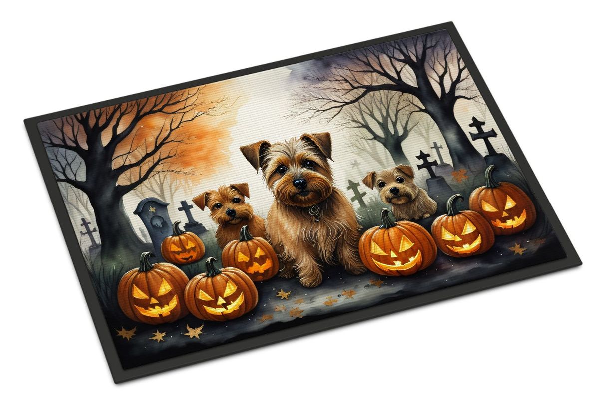Norfolk Terrier Spooky Halloween Doormat Front Door Mat Indoor Outdoor Rugs For Entryway, Non Slip Washable Low Pile, 24H X 36W_maomaolike.com
