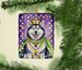 Siberian Husky King Of Mardi Gras Porcelain Ornament Christmas Tree Hanging Decorations For Home Christmas Holiday, Rectangle, Gift, Multicolor_maomaolike.com