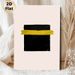 Minimalist Abstract Geometric Painting Poster, Bold Black Brushstroke Square With Yellow Stripe Poster, Sleek Modern Wall Decor Ideal For Living Room_maomaolike.com