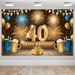 40th Birthday Party Banner - 2D Flat Polyester Backdrop With Champagne Balloon Theme, Wall Hanging Photo Props, Party Decor_maomaolike.com