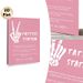 Tattoo Station Painting Poster, Soft Pink Minimalist White Skeleton Peace Hand & Instructional Text Poster, Clear Temporary Tattoo Application Guide_maomaolike.com