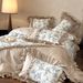 Vintage Style French Four-Piece Set Floral Print Pure Cotton Ruffled Edge Duvet Cover Bed Sheet 1.8m Bedding_maomaolike.com