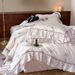 1 French Style 100S High-Count Four-Piece Set Romantic Rose Print Ruffled Edge Duvet Cover Pure Cotton For 1.8m Bed_maomaolike.com