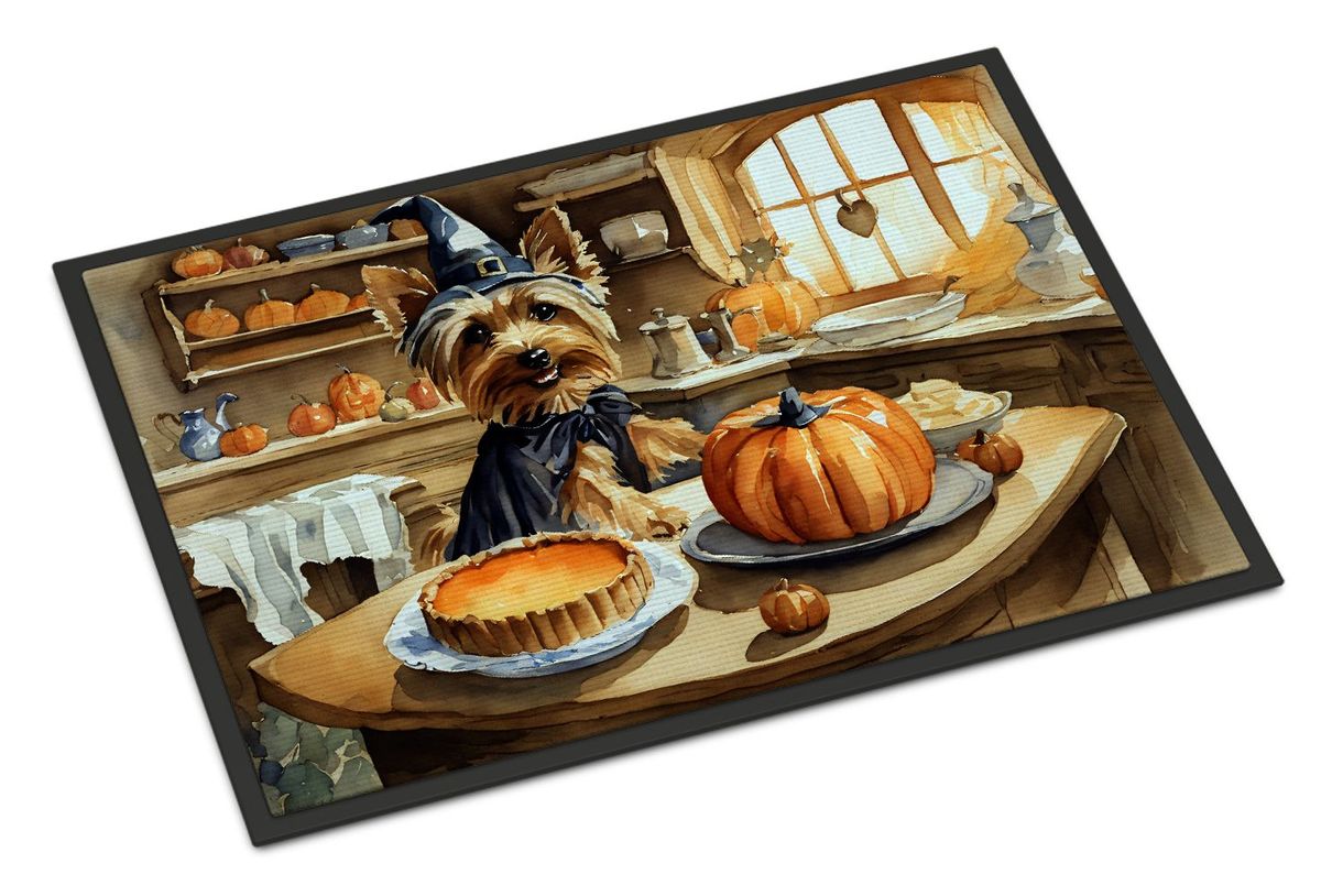 Silky Terrier Fall Kitchen Pumpkins Doormat Front Door Mat Indoor Outdoor Rugs For Entryway, Non Slip Washable Low Pile, 24H X 36W_maomaolike.com