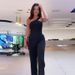 Women's Clothing summer new fashion slanted shoulder collar waist solid color wide leg jumpsuit for women_maomaolike.com