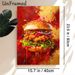 Crispy Chicken Burger Painting Poster, Vibrant Impasto-style Burger Poster, Bold Color-saturated Design Ideal For Diners, Kitchens And Food-themed_maomaolike.com