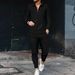 Men's Clothing texture suit long-sleeved polo suit sports pants fashion casual half zipper stand collar suit_maomaolike.com