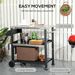 3-Shelf Outdoor Grill Cart Table With Side Handle, Stainless Steel Pizza Oven Stand On Wheels, Black_maomaolike.com