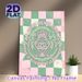 Irish Claddagh Themed Painting Poster, Pastel Pink & Green Checkered Celtic Style Poster, With Cultural Slogan And Ornate Emblems, Ideal For Living_maomaolike.com