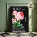 Rose Dictionary Style Painting Poster, Vintage Realistic Pink Rose With Typography Dark Background Poster, Elegant Floral Wall Decor Ideal For Living_maomaolike.com