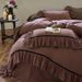 Wholesale INS French Retro Style Soft Solid Color Double Layer Gauze 4-Piece Ruffled Cotton Yarn-Dyed Four-Piece Set_maomaolike.com