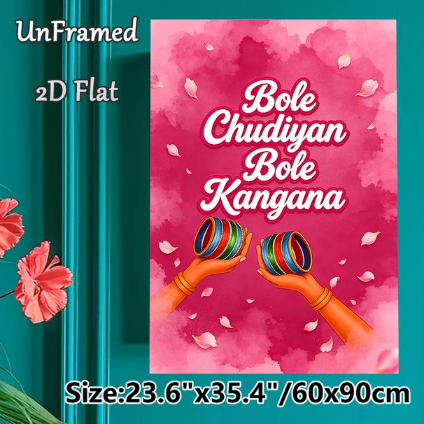 Indian Bangle Themed Painting Poster, Vibrant Watercolor Style Poster, Festive Cultural Design Featuring Hands With Colorful Bangles And Floating_maomaolike.com