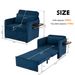 Adult Sleeper Chair Bed, 3-in-1 Convertible Sofa Chair Bed Pull-out Sofa Bed, Convenient Folding Tray Table With USB And Type-C Charging Ports For Living Room,BLUE,Fabric_maomaolike.com