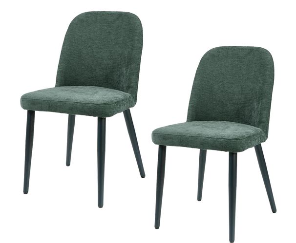 Dark Green Fabric Identities Chair With Metal Legs, Armless Chair Set Of 2 For Kitchen, Restaurant, Living, Meeting Room_maomaolike.com