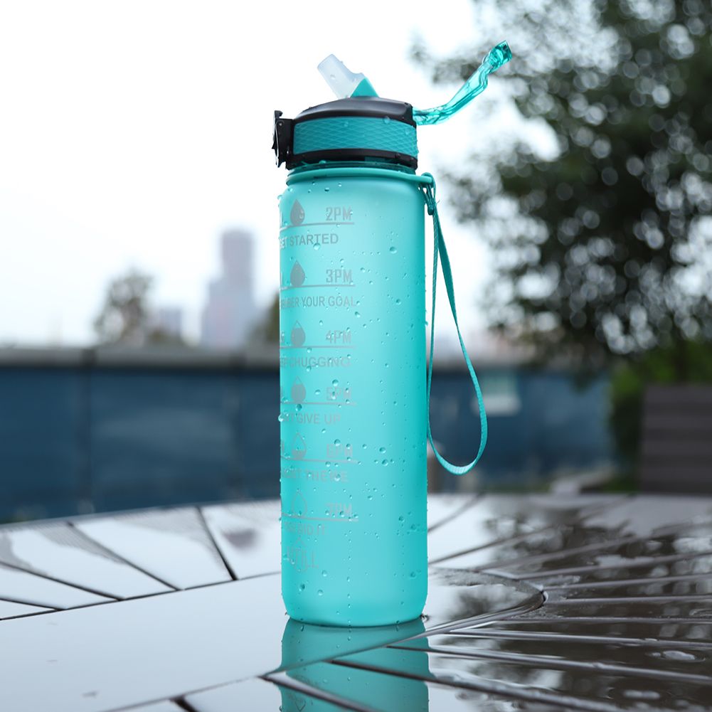 1000ml Bottle Time Scale Outdoor Fitness Sports Bike Water Cup With Straw BPA Free Home Drinking Kettle_maomaolike.com