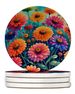 Colorful Zinnias Large Sandstone Coasters Pack Of 4 Absorbent Round Coasters Decor Gifts For Men Or Women, 4 In, Multicolor_maomaolike.com