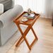 Outdoor Wood Tray Table Portable Side End Table With Folding Frame_maomaolike.com