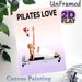 Pilates Themed Painting Poster, Soft-toned Minimalist Woman Doing Pilates On Reformer With Hearts Poster, Fitness-inspired Decor Ideal For Home Gym Or_maomaolike.com