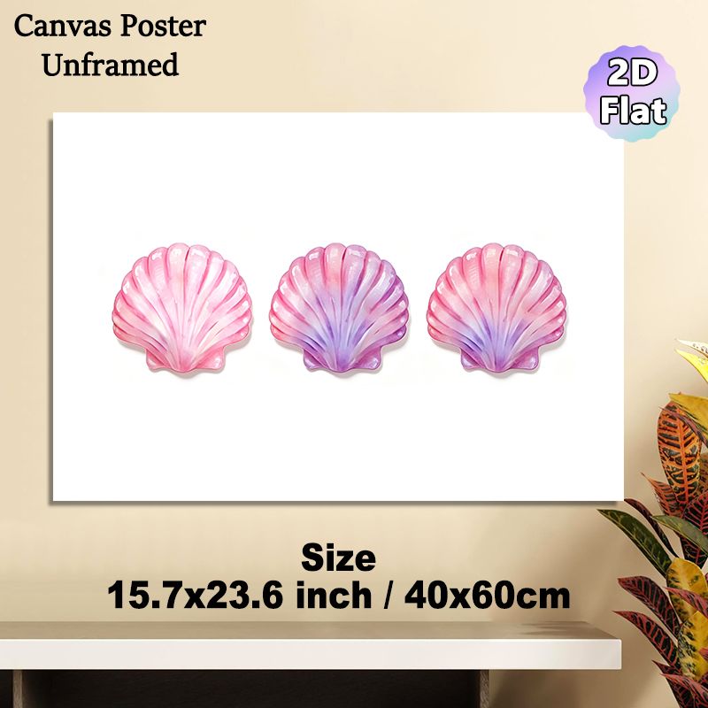 Pastel Seashell Painting Poster, Soft Pink-to-Purple Gradient Seashells Poster, Delicate Coastal-inspired Decor, Ideal For Bathroom, Bedroom Or Living_maomaolike.com