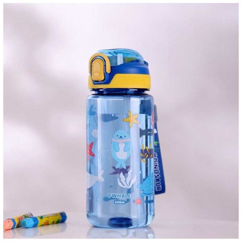 600ml/20oz Children's Cup Silicone Spout Tritan Material Leak-proof Plastic Summer Water Bottle With Straw_maomaolike.com