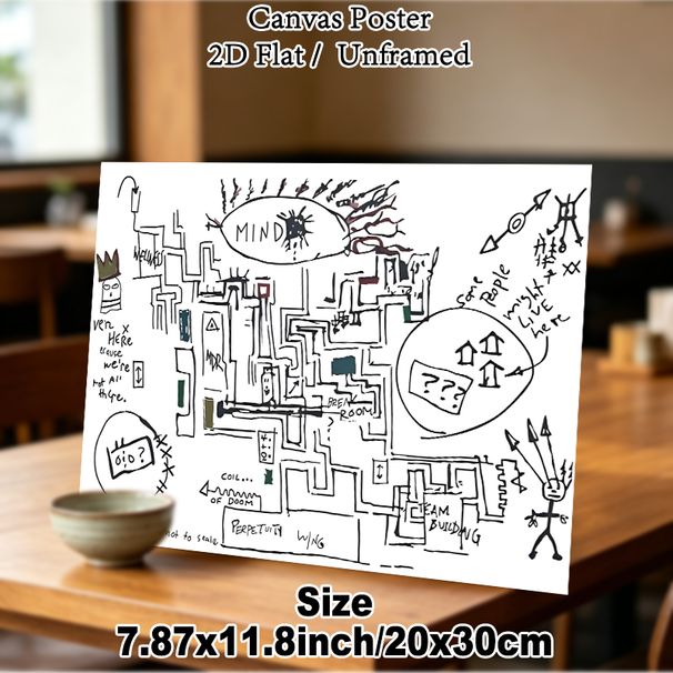 Abstract Mind Maze Painting Poster, Hand-drawn Graffiti-style Office-themed Map Poster, Unique Artistic Design Ideal For Home Office, Study Area_maomaolike.com