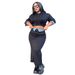Women's Clothing casual hooded long sleeved sweatshirt denim splicing slit skirt suit_maomaolike.com