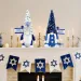 Hanukkah Gnomes Decorations For Home Indoor, Hanukkah Menorah Plush Decor, Jewish, Chanukah Ornaments Jewish Decorations For Party, Table And Tiered Tray Decor_maomaolike.com