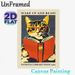 Reading Cat "Wake Up And Read" Painting Poster, Vintage Retro 1961 Library Themed Cat With Glasses Reading Book Poster, Literary Decor Ideal For Study_maomaolike.com