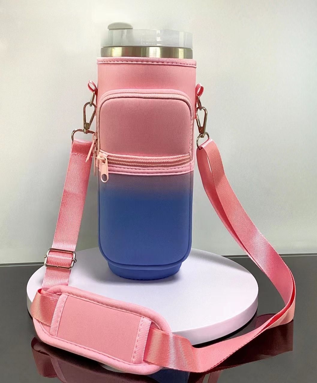 40OZ ice cup cover SBR diving material water cup cover adjustable shoulder strap water bottle cover crossbody protective cover_maomaolike.com