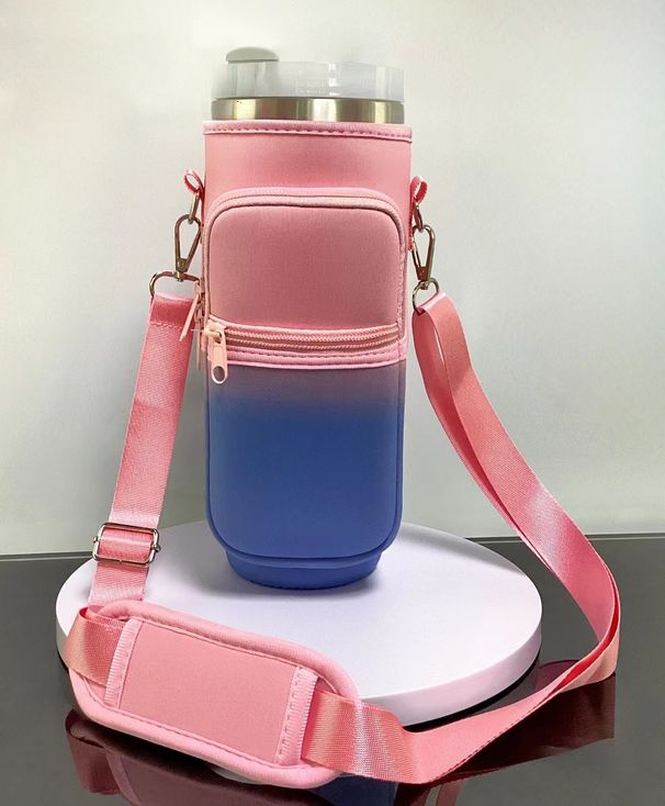 40OZ ice cup cover SBR diving material water cup cover adjustable shoulder strap water bottle cover crossbody protective cover_maomaolike.com