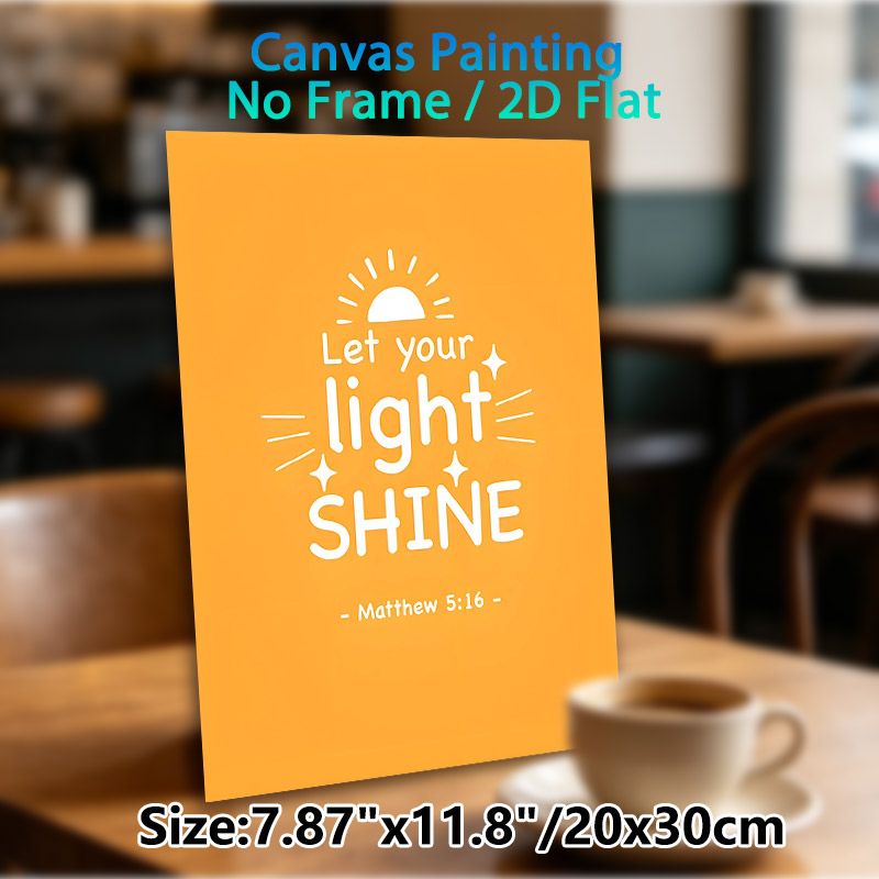 Bible Verse "Let Your Light Shine" Painting Poster, Warm Orange Minimalist Graphic Poster, Uplifting Spiritual Decor Ideal For Home, Office, Bedroom_maomaolike.com