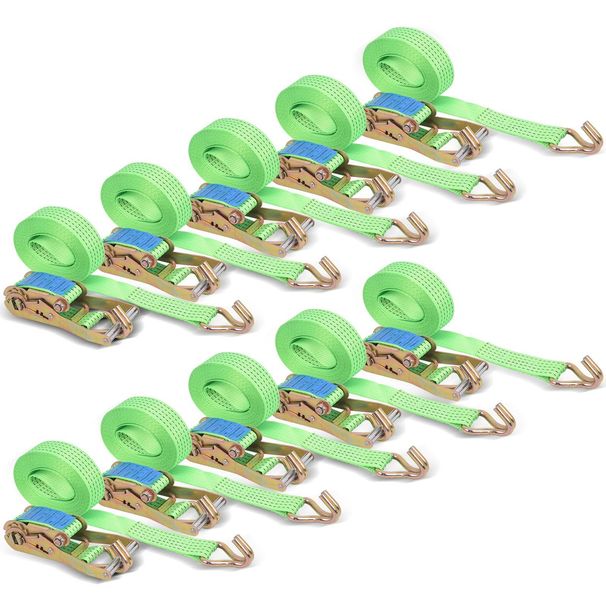 10 Pack Ratchet Straps With J Hooks, 3307 Lbs Working Load Limit, 2" X 26' Heavy Duty Tie Down Straps Ratchet Cargo Truck Straps For Flatbed, Truck, Trailers Pickup, Moving Appliances_maomaolike.com