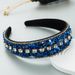 European and American Trendy Design Colorful Turquoise Inlaid with Diamonds Wide Edge Fabric Candy Colored Headband Versatile Headwear_maomaolike.com