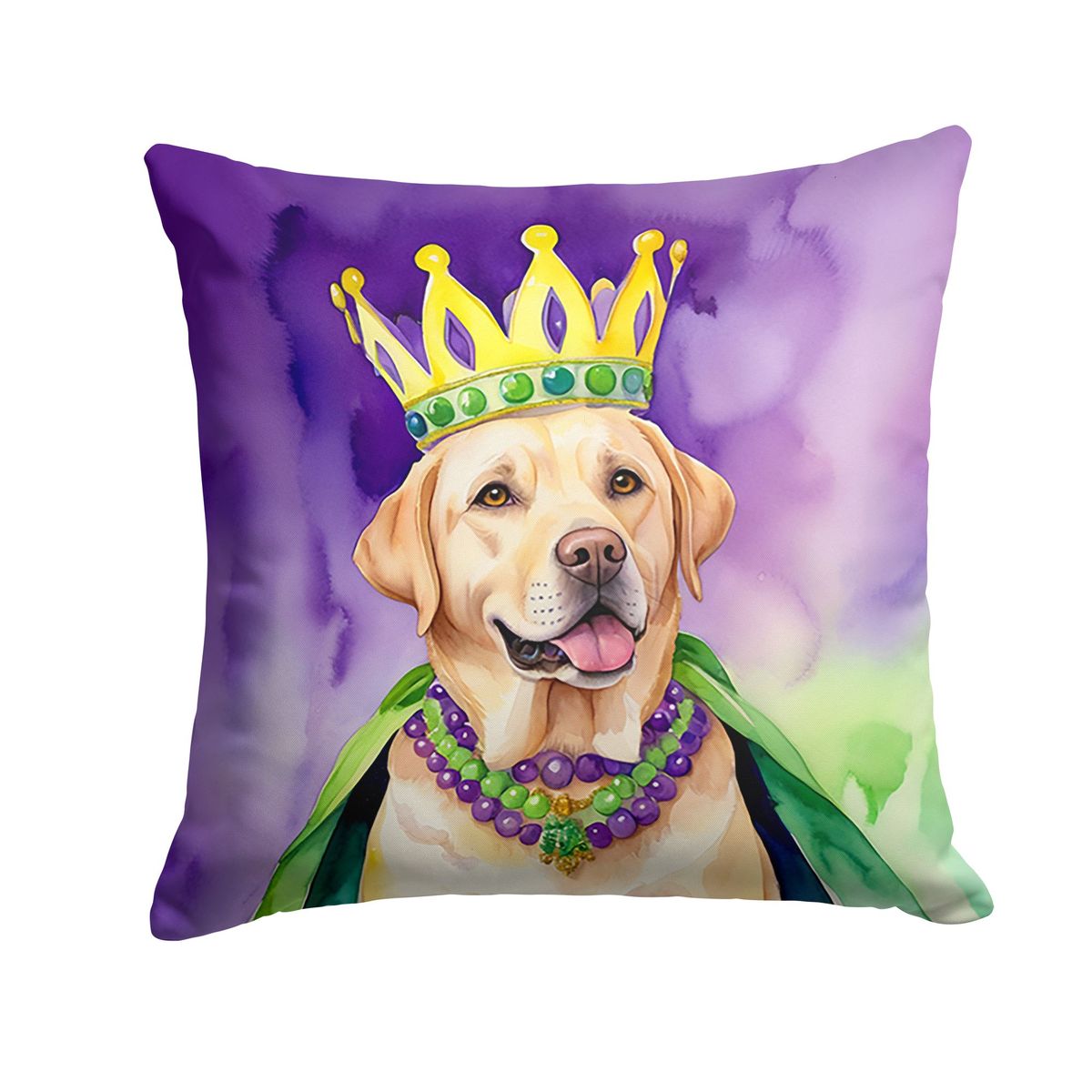 Labrador Retriever King Of Mardi Gras Throw Pillow Machine Washable, Indoor Outdoor Decorative Pillow For Couch, Bed Or Patio, 14Hx14W_maomaolike.com
