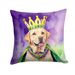 Labrador Retriever King Of Mardi Gras Throw Pillow Machine Washable, Indoor Outdoor Decorative Pillow For Couch, Bed Or Patio, 14Hx14W_maomaolike.com
