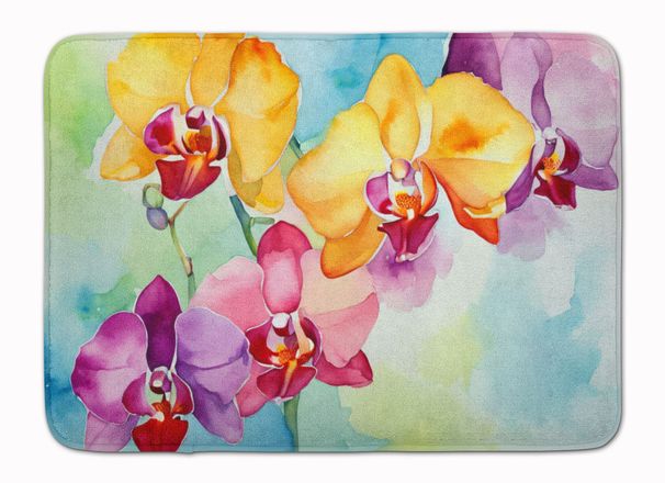 Orchids In Watercolor Memory Foam Kitchen Mat Machine Washable Anti-Fatigue Mat Cushion Comfort Bath Mat Or Kitchen Rug_maomaolike.com