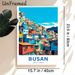 Busan Themed Painting Poster, Vibrant Flat-style Hillside Town Poster, Colorful Clustered Houses With Bright Blue Sky, Travel-inspired Wall Decor For_maomaolike.com